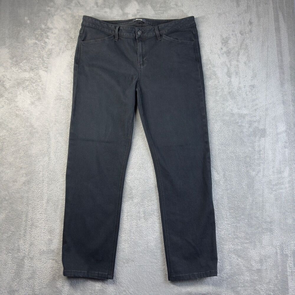 PAIGE Jeans Womens 32 Black Sloane Dark Wash Cotton Pants Casual Everyday Career